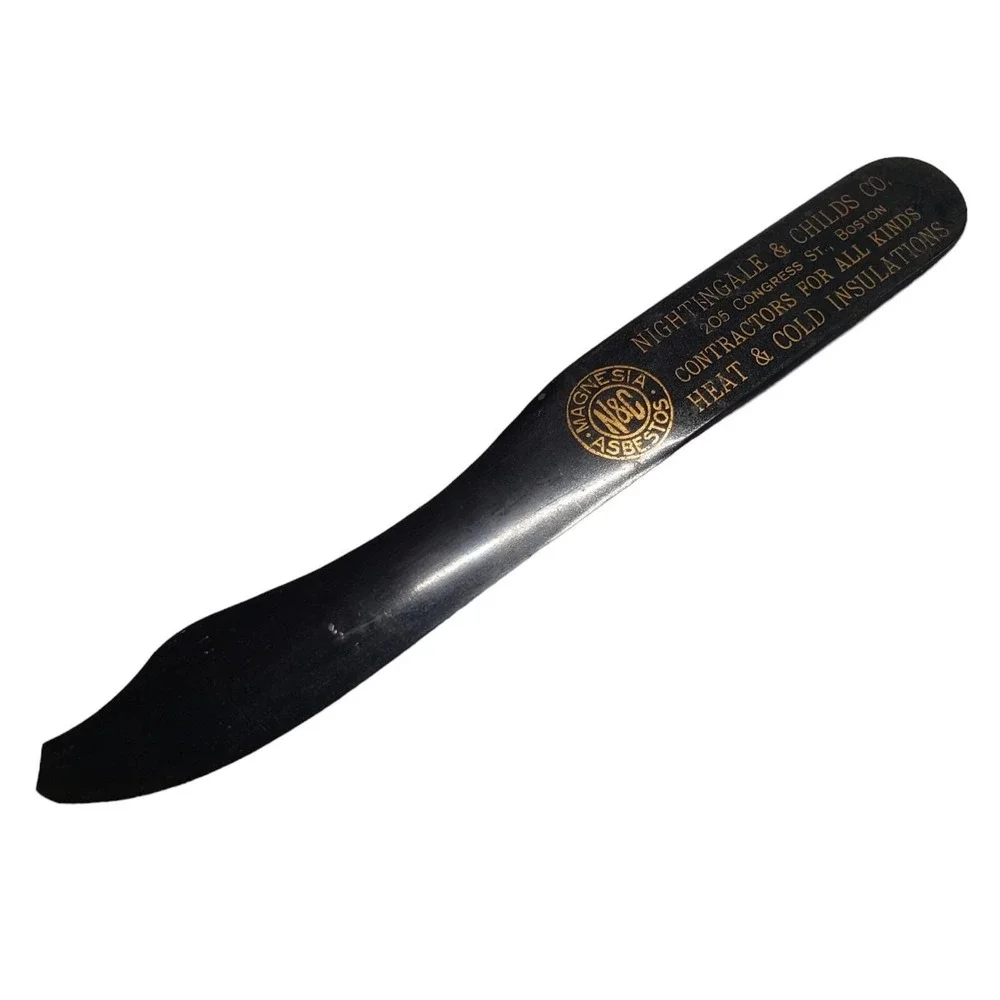 Vtg Celluloid Letter Opener NIGHTINGALE‎ & CHILDS Heat & Cold Insulations Boston